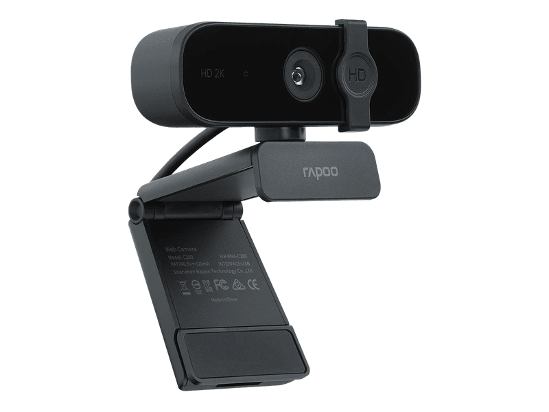 RAPOO C280 2K Webcam - 85 Degree Wide Angle Lens, 360 degrees, Omini Mic. Noise cancel, AutoF Plug & Play. Teams, Google Meet, Zoom, Win Hello, Wechat