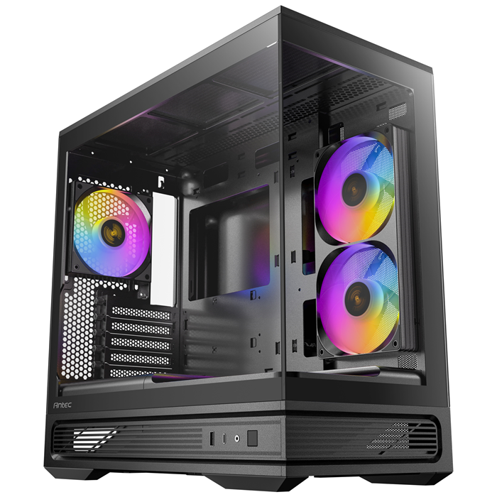 Antec C2M ARGB Compact Micro ATX Case, 4mm Tempered Glass Side Panel, NO PSU, 5 slots, 415mm GPU, 165mm CPU, 240mm ARGB fan, USB-C 10Gbps