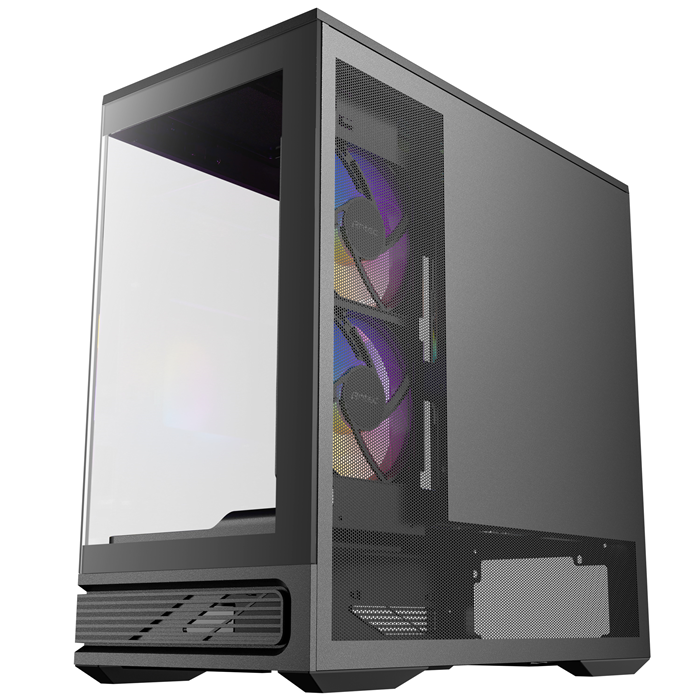 Antec C2M ARGB Compact Micro ATX Case, 4mm Tempered Glass Side Panel, NO PSU, 5 slots, 415mm GPU, 165mm CPU, 240mm ARGB fan, USB-C 10Gbps
