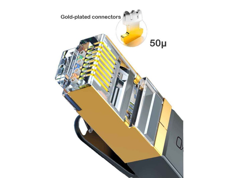 Oxhorn Cat8 Ethernet Cable, Up to 40Gbps, Triple shielding, Twisted pair, LSZH, Black, 15 m