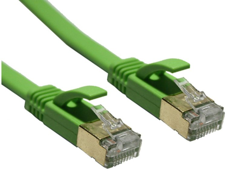 1m CAT7 RJ45 10Gbps 600Mhz Ethernet Network LAN Flat Cable - Green