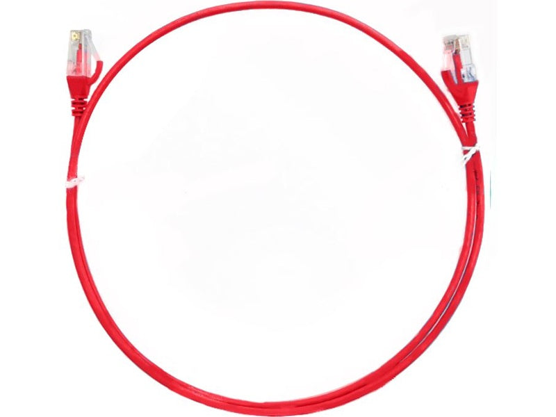 8ware CAT6 Ultra Thin Slim Cable 1m / 100cm - Red Color Premium RJ45 Ethernet Network LAN UTP Patch Cord 26AWG for Data