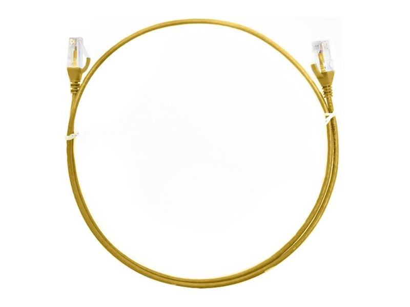 8ware CAT6 Ultra Thin Slim Cable 2m / 200cm - Yellow Color Premium RJ45 Ethernet Network LAN UTP Patch Cord 26AWG for Data ~CBAT-CAT6THINYE-1M