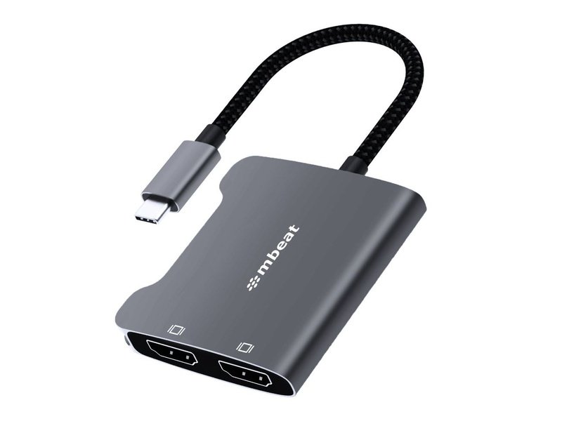 mbeat Tough Link USB-C to Dual 4K HDMI Adapter - Space Grey