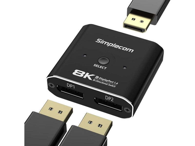 Simplecom CM202 Bi-Directional 2 Way DisplayPort Switch Selector DP 1.4 8K