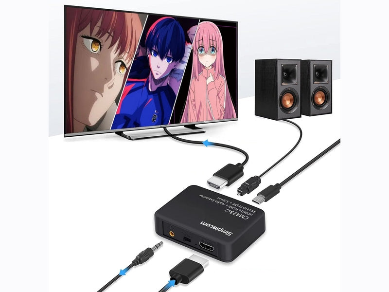 Simplecom CM423v3 HDMI 2.0 Audio Extractor Optical SPDIF + 3.5mm Stereo with ARC 4K@60Hz