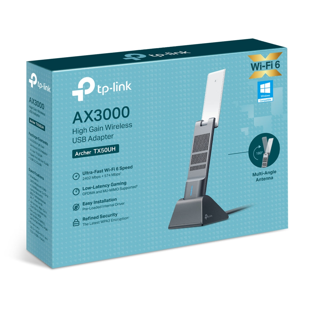 TP-Link Archer TX50UH AX3000 High Gain Wireless USB Adapter, WiFi 6