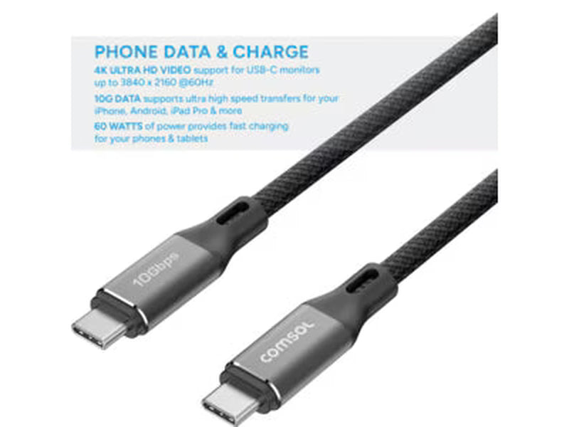 1.2m 10Gbps USB-C to USB-C Cable Black - CC1012BK