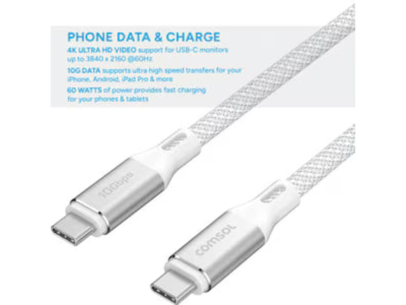 2m 10Gbps USB-C to USB-C Cable White - CC1020WH