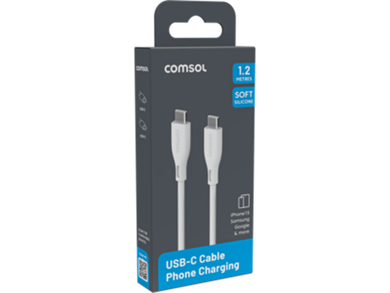 1.2m USB-C to USB-C Silicone Cable White - CCSS12WH
