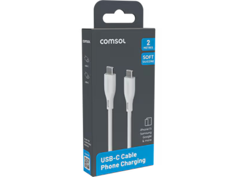 2m USB-C to USB-C Silicone Cable White - CCSS20WH