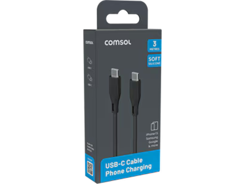 3m USB-C to USB-C Silicone Cable Black - CCSS30BK