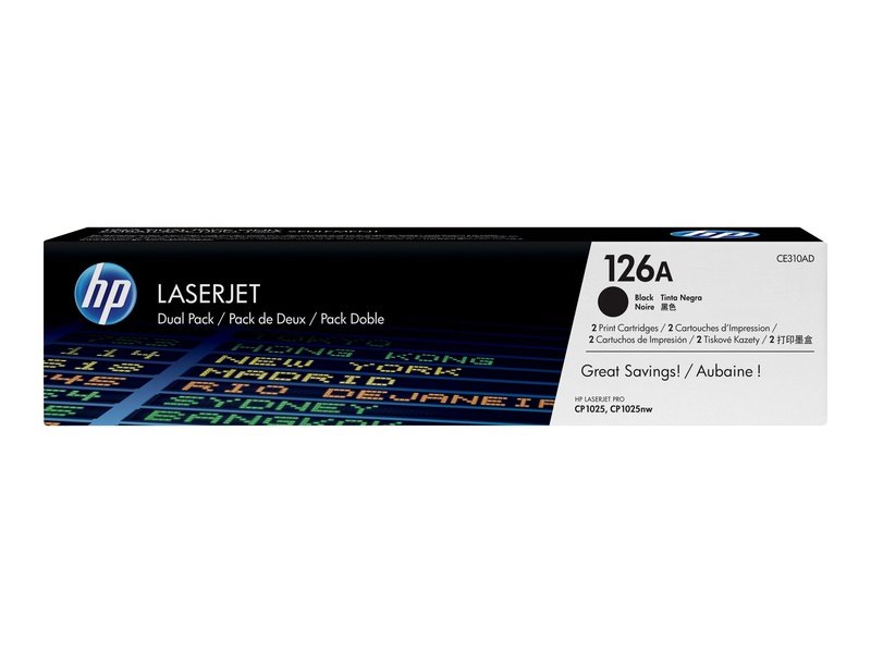 HP 126A Black 2 PACK LaserJet Toner Cartridge