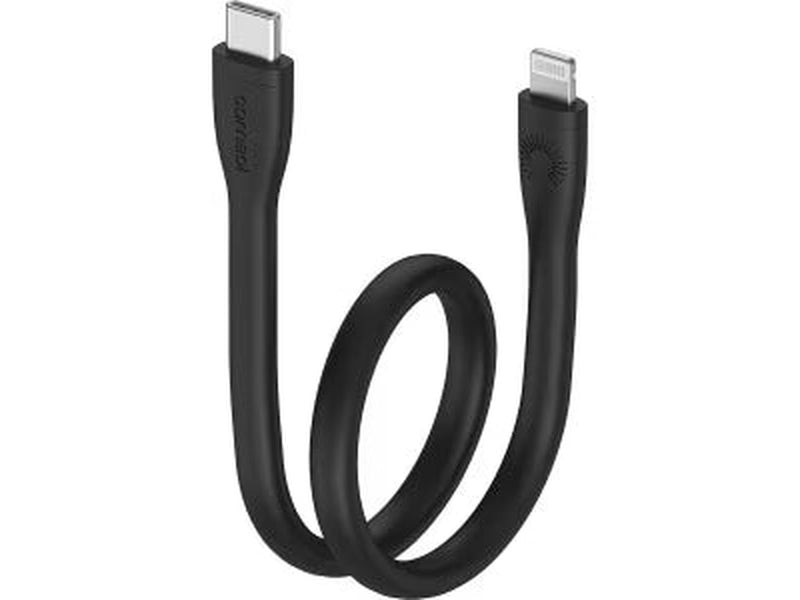 25cm Silicone USB-C to Apple Lightning MFi Cable Black - CLSBBK