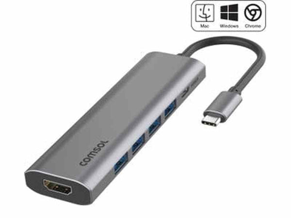 Comsol USB-C 4K HDMI Multiport Adapter with USB-C PD Power - CMMP08