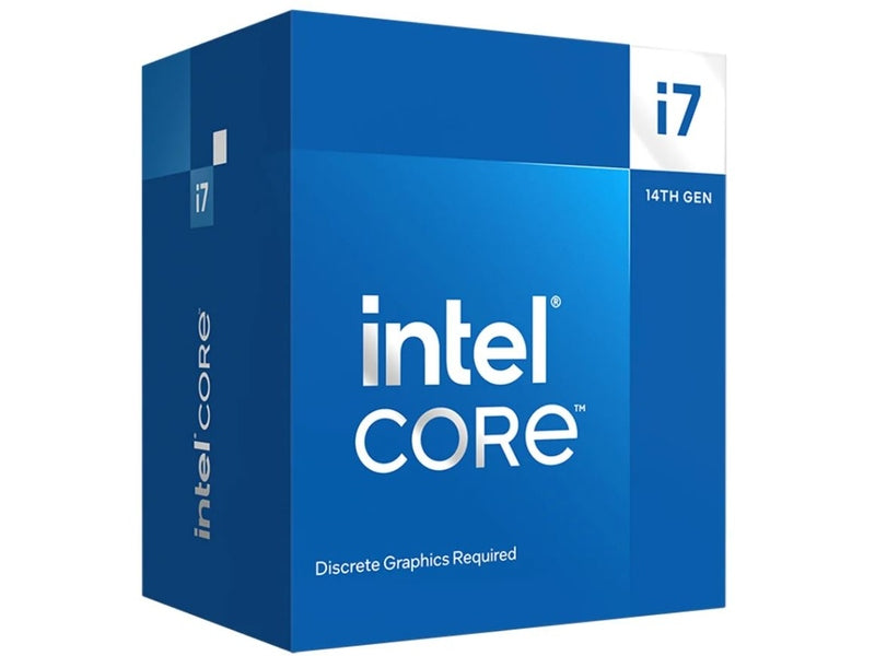 Intel i7 14700F CPU 4.2GHz 5.4GHz Turbo 14th Gen LGA1700 20-Cores 28-Threads 61MB 65W Graphics Card Required Retail Raptor Lake with Fan