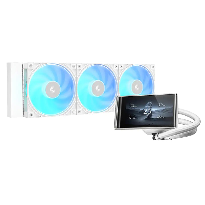 Deepcool LT360 Vision ARGB 360mm 4.5in LCD AIO Liquid CPU Cooler - White (R-LT360VISION-WHAMMC-G-1)