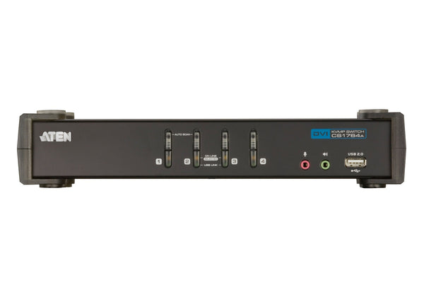 Aten Desktop KVMP Switch 4 Port Single Display DVI w/ audio, 4x Custom KVM Cables Included, 2x USB Port