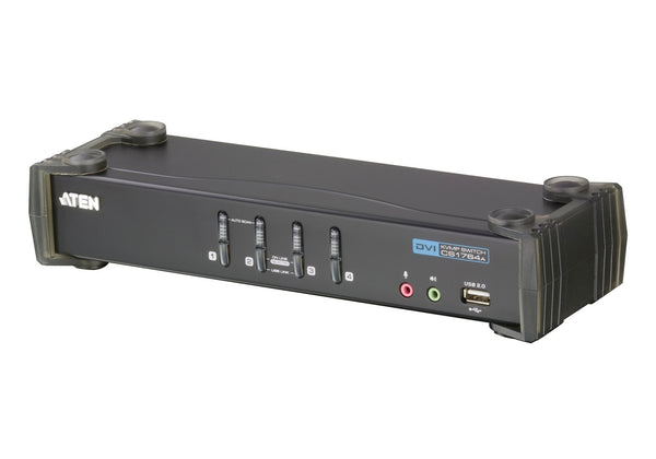 Aten Desktop KVMP Switch 4 Port Single Display DVI w/ audio, 4x Custom KVM Cables Included, 2x USB Port