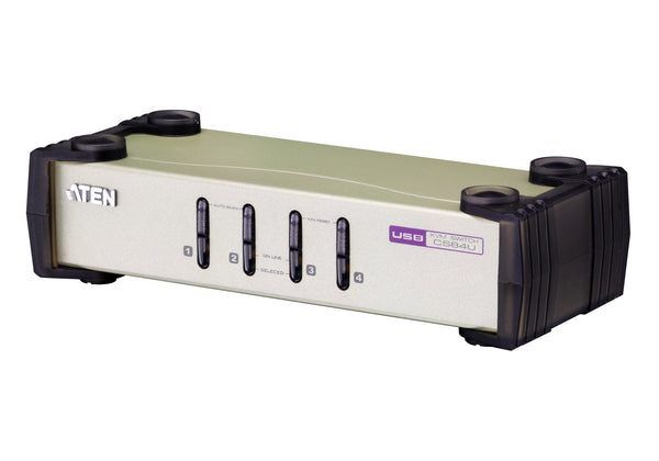 Aten Desktop KVM Switch 4 Port Single Display VGA, 4x Custom KVM Cables Included