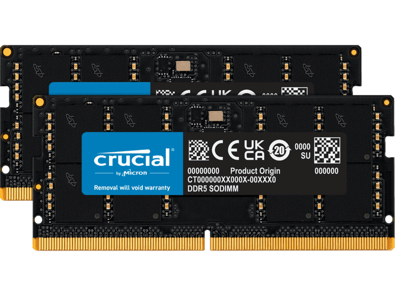 Crucial 64GB 2x32GB DDR5 SODIMM 5600MHz CL46 Notebook Memory