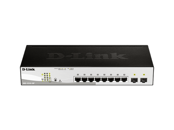 D-Link 10-Port Gigabit Smart Managed PoE Switch with 8 RJ45 PoE and 2 SFP Ports