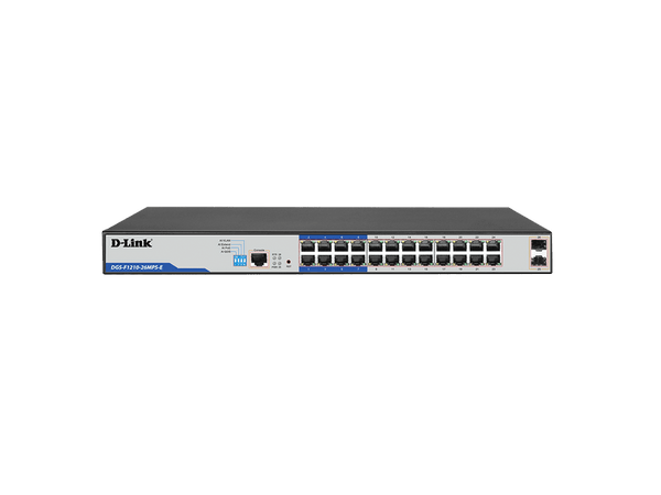 D-Link DGS-F1210 26-Port Gigabit Smart Managed PoE+ Switch with 24 PoE RJ45 and 2 SFP Ports