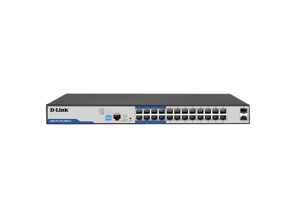 D-Link DGS-F1210 26-Port Gigabit Smart Managed PoE+ Switch with 24 PoE RJ45 and 2 SFP Ports