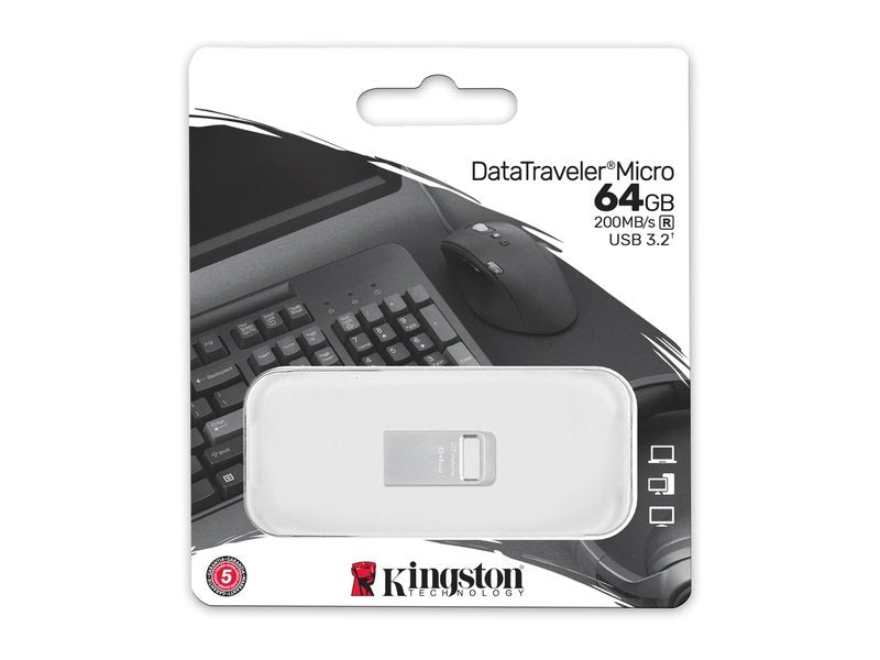 Kingston DataTraveler Micro DTMC3G2 64GB USB 3.2 Type A Flash Drive Silver