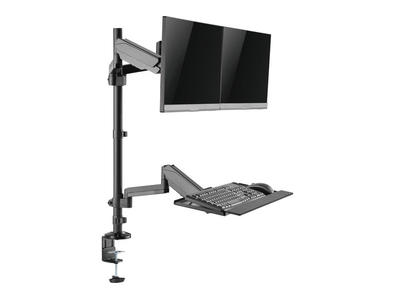 Brateck Gas Spring Sit-Stand Workstation Dual Monitors Mount Fit Most 17"-32" Moniters Up to 8kg per screen, 360° Screen Rotation
