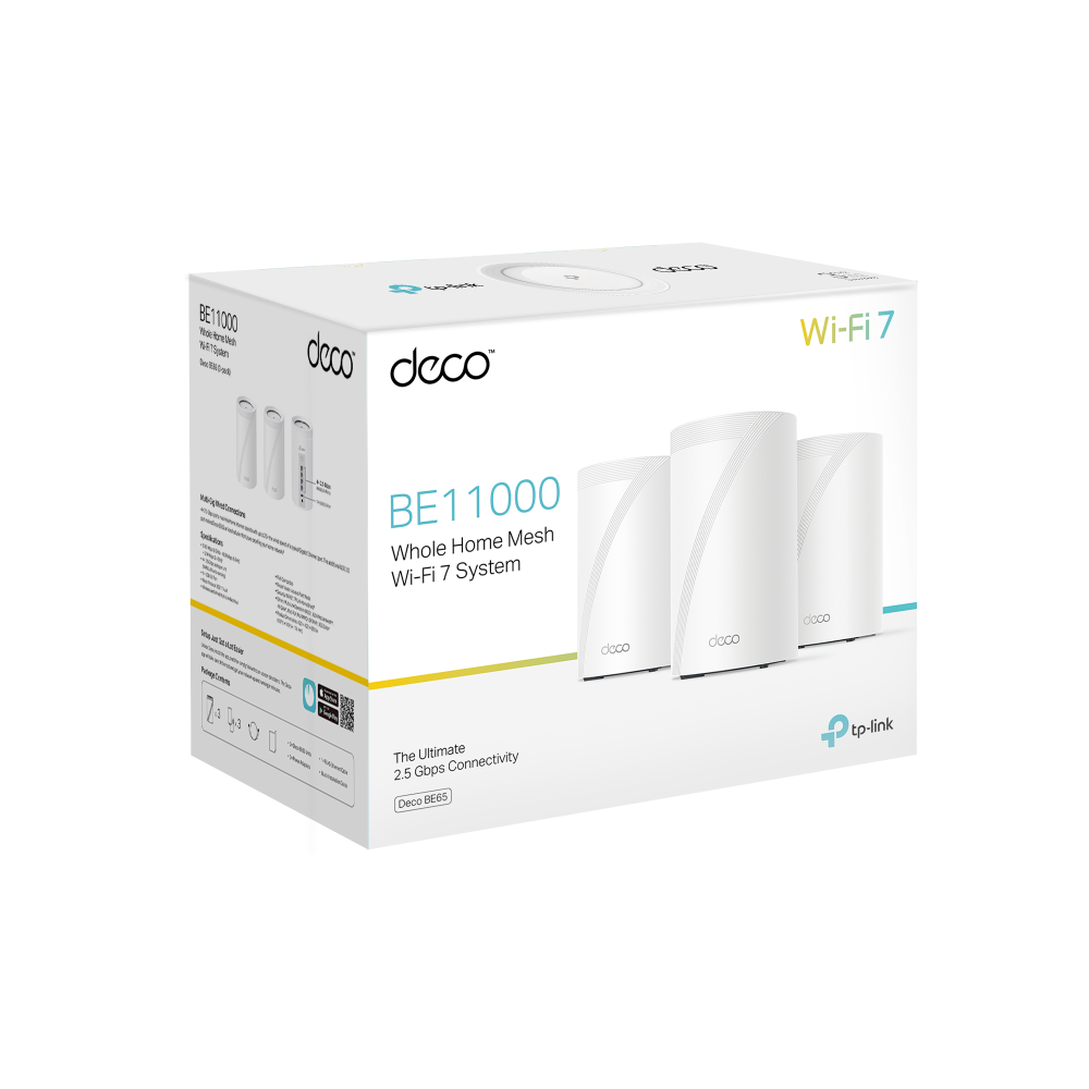 TP-Link Deco BE65 BE11000 Whole Home Mesh Wi-Fi 7 System 3-pack Deco BE65 3-pack