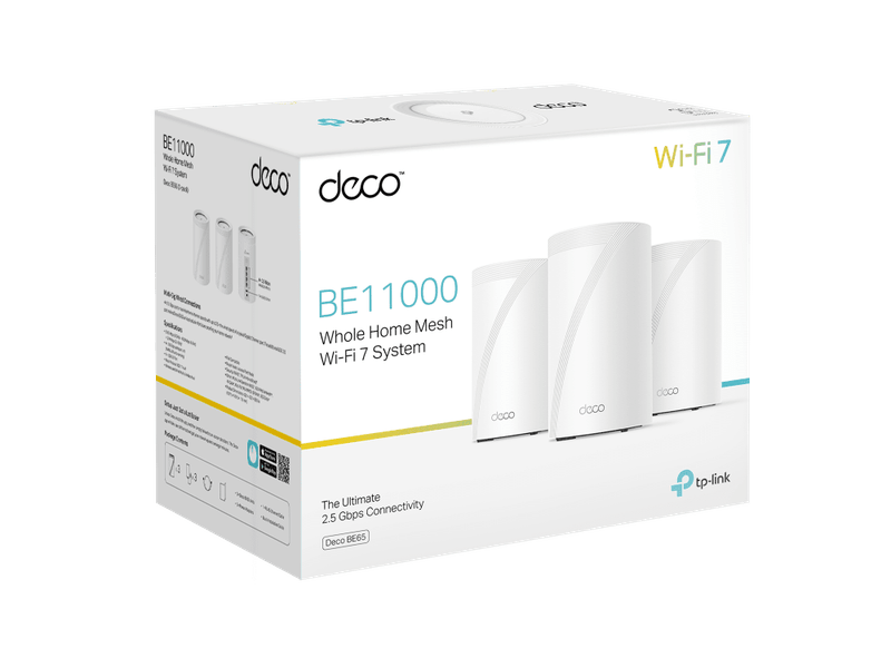 TP-Link Deco BE65 BE11000 Whole Home Mesh Wi-Fi 7 System 3-pack Deco BE65 3-pack