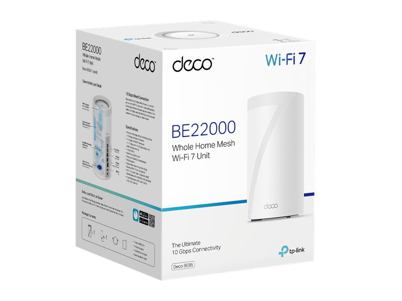 TP-Link Deco BE85 BE22000 Tri-Band Whole Home Mesh WiFi 7 System 1-pack