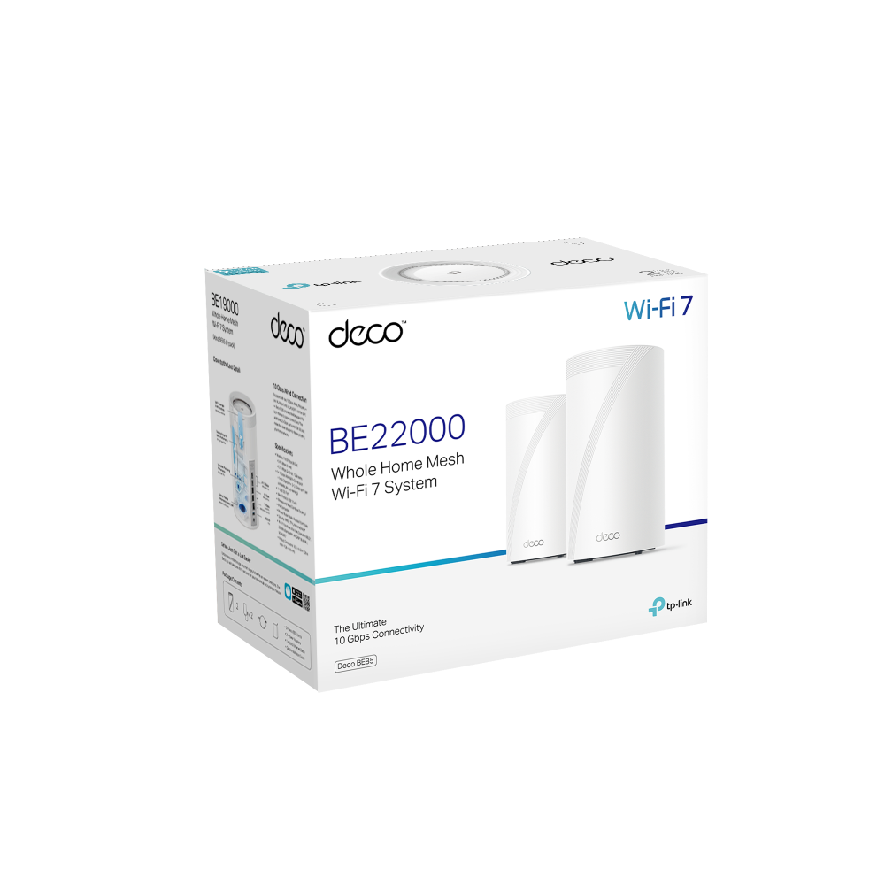 TP-Link Deco BE85 BE22000 Tri-Band Whole Home Mesh WiFi 7 System 2-pack