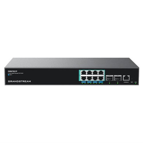 Grandstream GWN7821P Enterprise Layer 3 Managed Multi-Gig PoE Switch 8 X 2.5 Gig E Poe 2 X 10 G Sfp