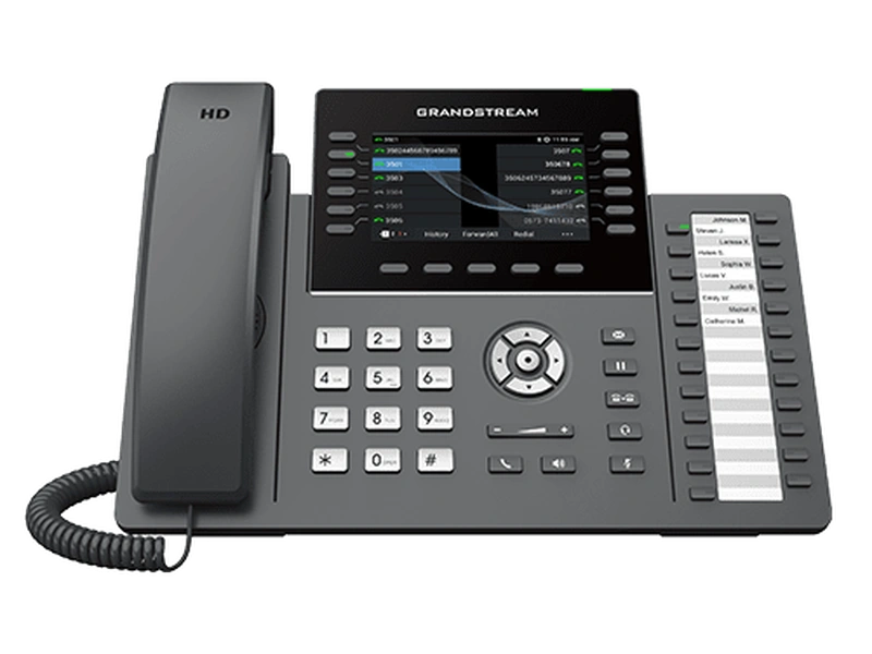 Grandstream GRP2636 12-Line Wi-Fi and POE Colour Screen with 24 multi-purpose MPK extension keys with paper slot