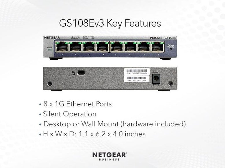 Netgear GS108E-300AUS 8-Port Gigabit Smart Managed Switch