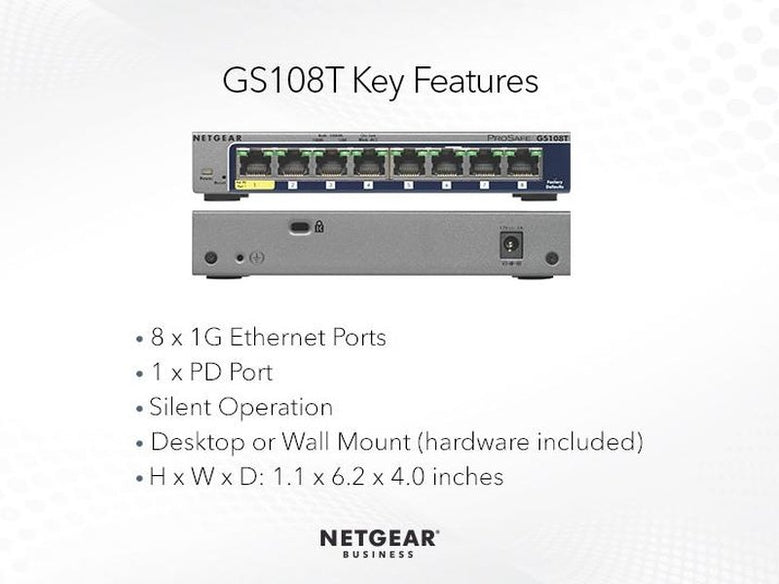 Netgear GS108T Smart Managed Pro 8 Port Gigabit Switch