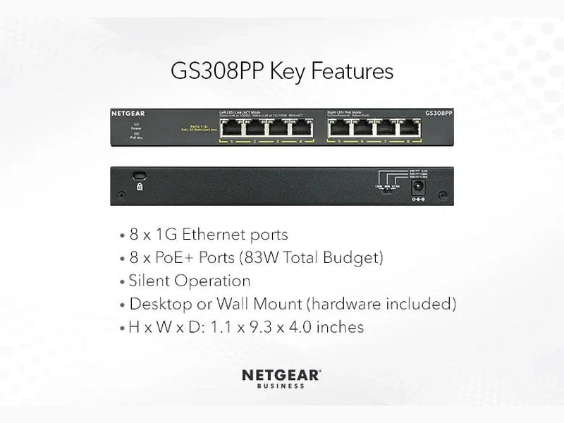 Netgear SOHO 8-port PoE+ Gigabit Unmanaged Switch
