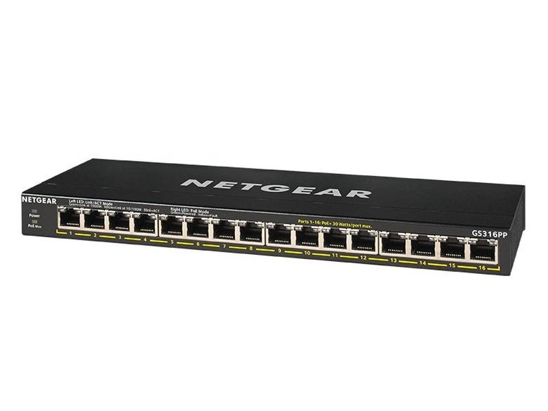 Netgear GS316PP SOHO 16-Port Gigabit Unmanaged Switch, PoE+