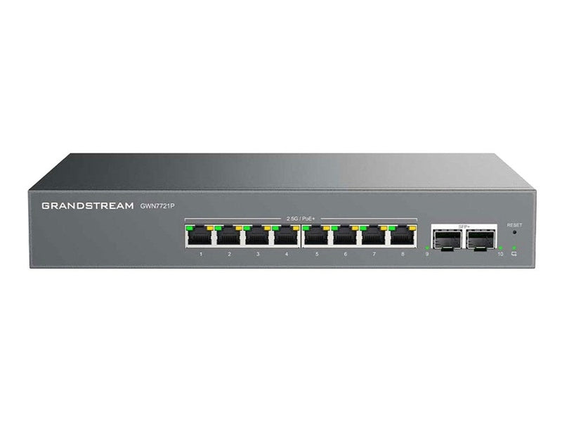 Grandstream LAYER 2-LITE MANAGED MULTI-GIG SWITCH, 8 X 2.5 GIGE, 2 X 10G SFP+ 8 X POE/POE+