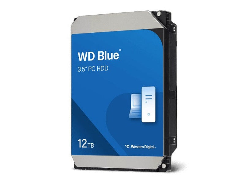 WD Blue PC Desktop Hard Drive - 12TB, 3.5", SATA, up to 260MB/s, 7200 RPM, CMR, 512MB, 2Y Warranty