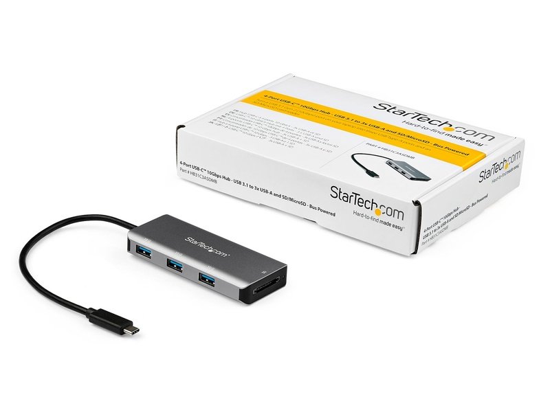 StarTech 3 Port USB C Hub With SD Card Reader