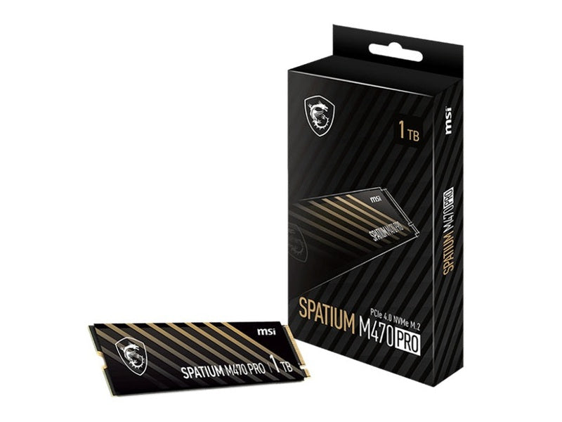 MSI SPATIUM M470 PRO PCIe 4.0 NVMe M.2 1TB SSD up to 6000MB/s Read 5000MB/s Write
