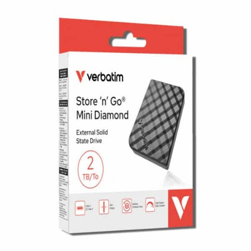 Verbatim 32026 2TB Store’n’Go Mini Diamond SSD USB-C Gen 2, 1000MB/s Read/Write