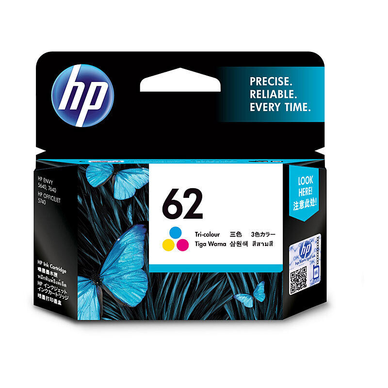 HP 62 Tri-colour Ink Cartridges C2P06AA