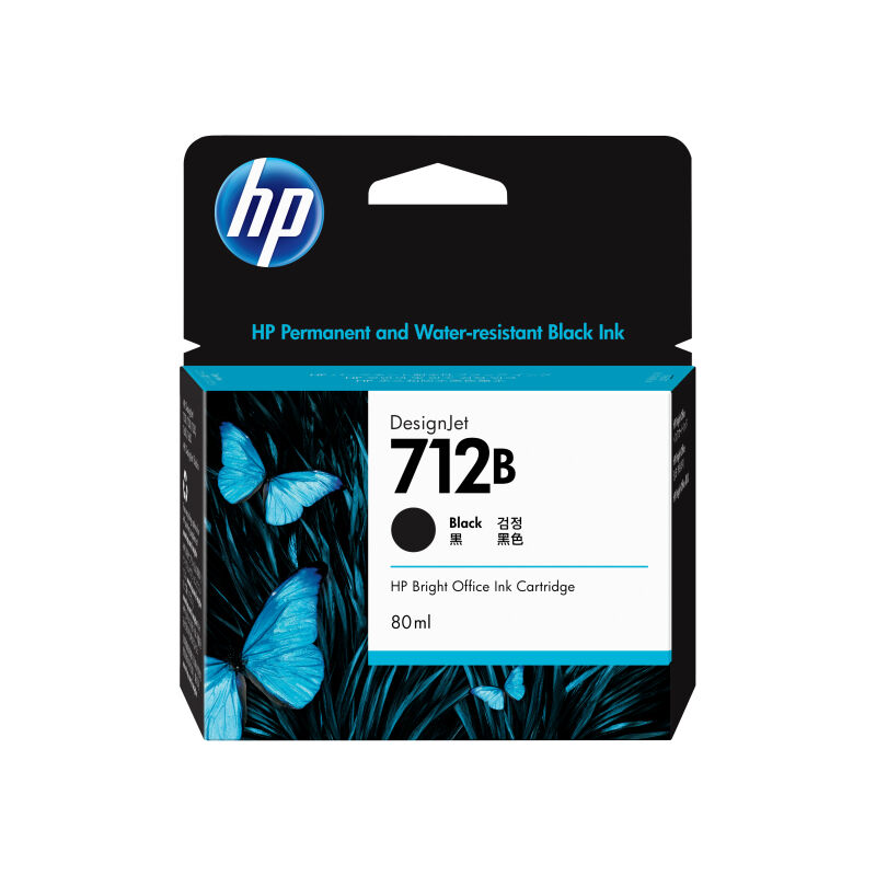 HP 712B 80ML Black DesignJet Ink Cartridge - T230/T250/T650/Studio 3ED29A