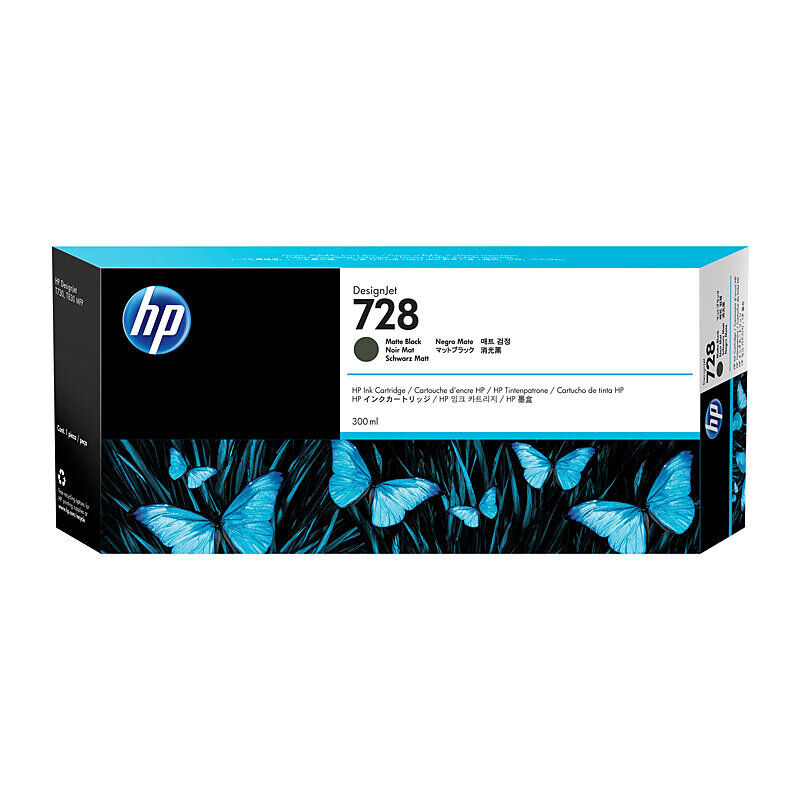 HP 728B 300ML Matte Black DesignJet Ink - T730 / T830 3WX30A