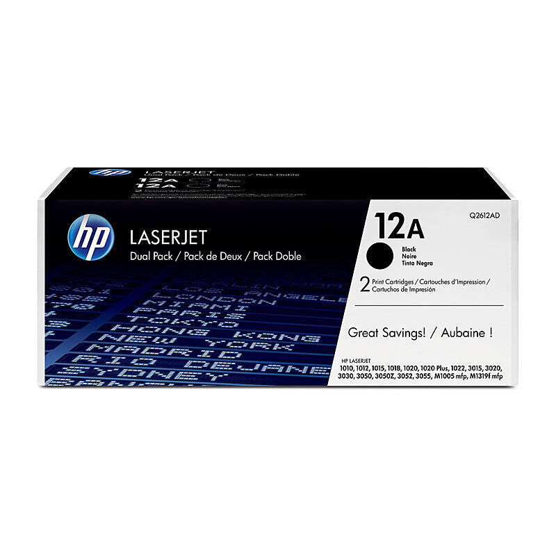HP 12A Black Original LaserJet Toner Cartridge Twin Pack (Q2612AD) – Product Image