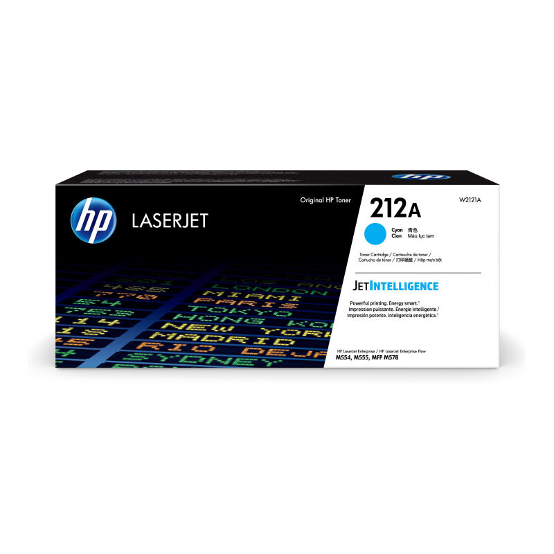 HP 212A Cyan Toner - Approx 4.5K Pages - For M554, M555, M558 Series (W2121A)